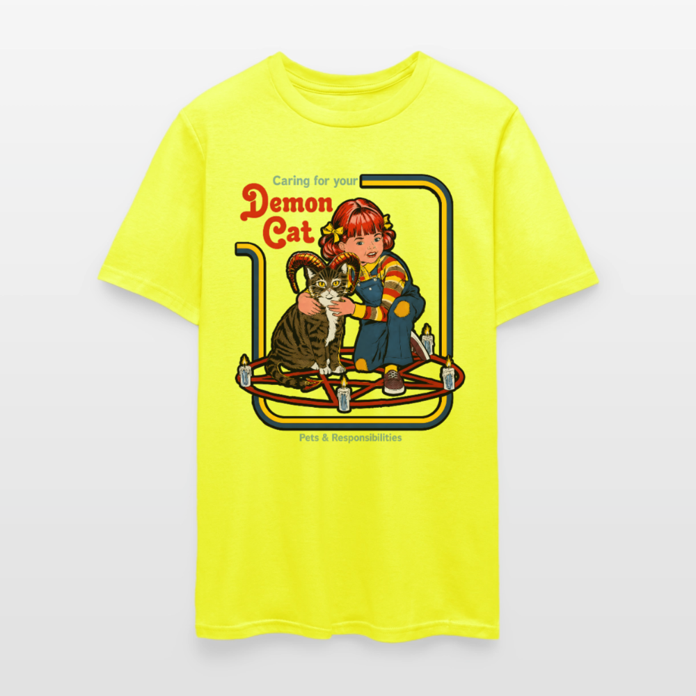 Demon Cat Shirt - safety green