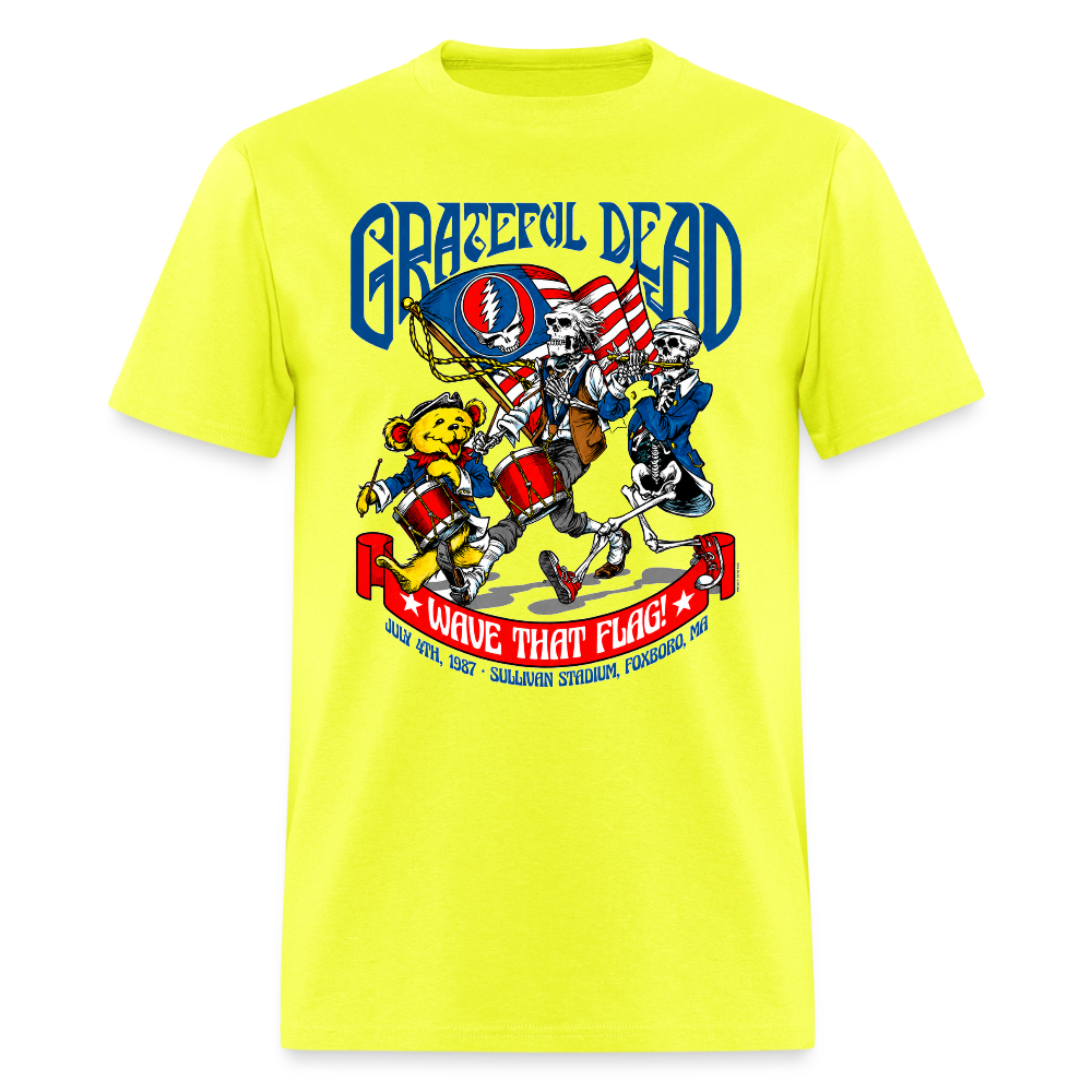 Grateful Dead "Wave That Flag" '87 Vintage Tee - safety green