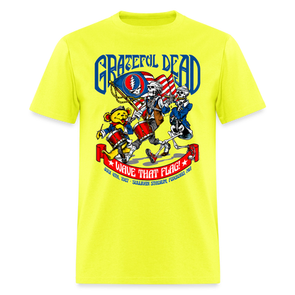 Grateful Dead "Wave That Flag" '87 Vintage Tee - safety green