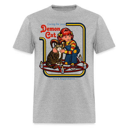 Demon Cat Shirt - heather gray