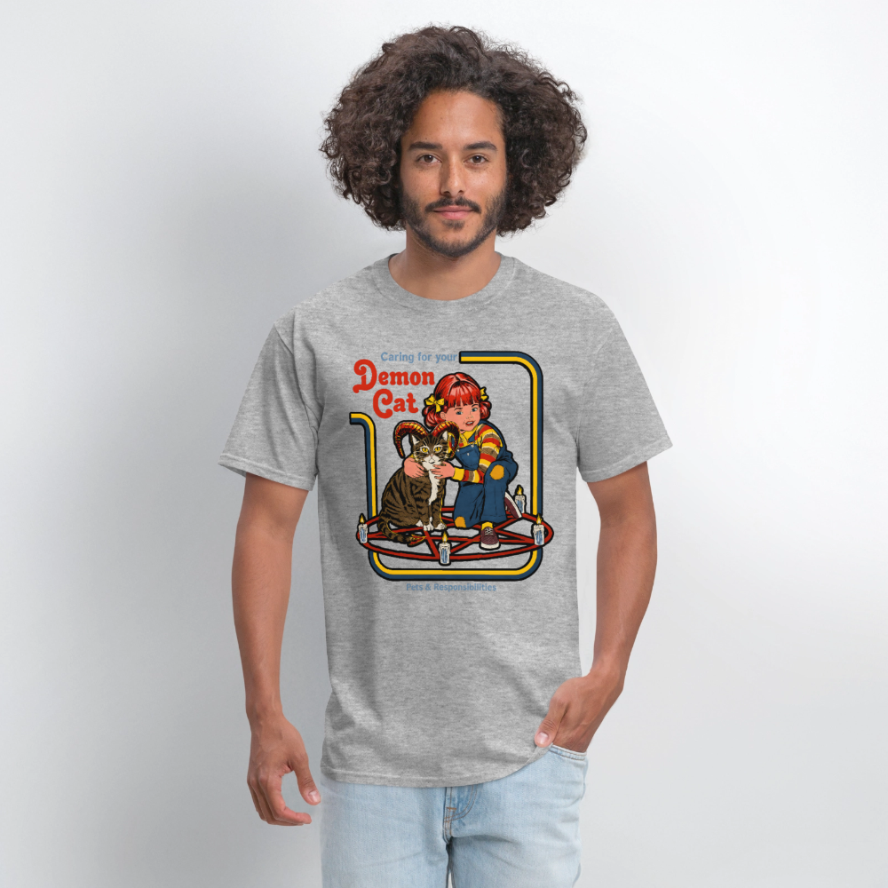 Demon Cat Shirt - heather gray