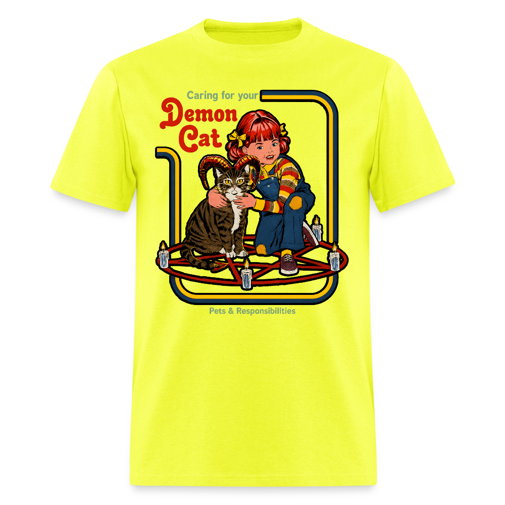 Demon Cat Shirt - safety green