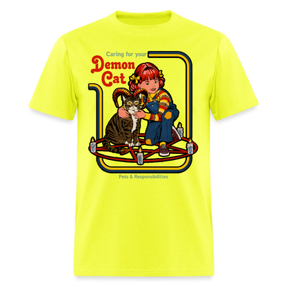 Demon Cat Shirt - safety green