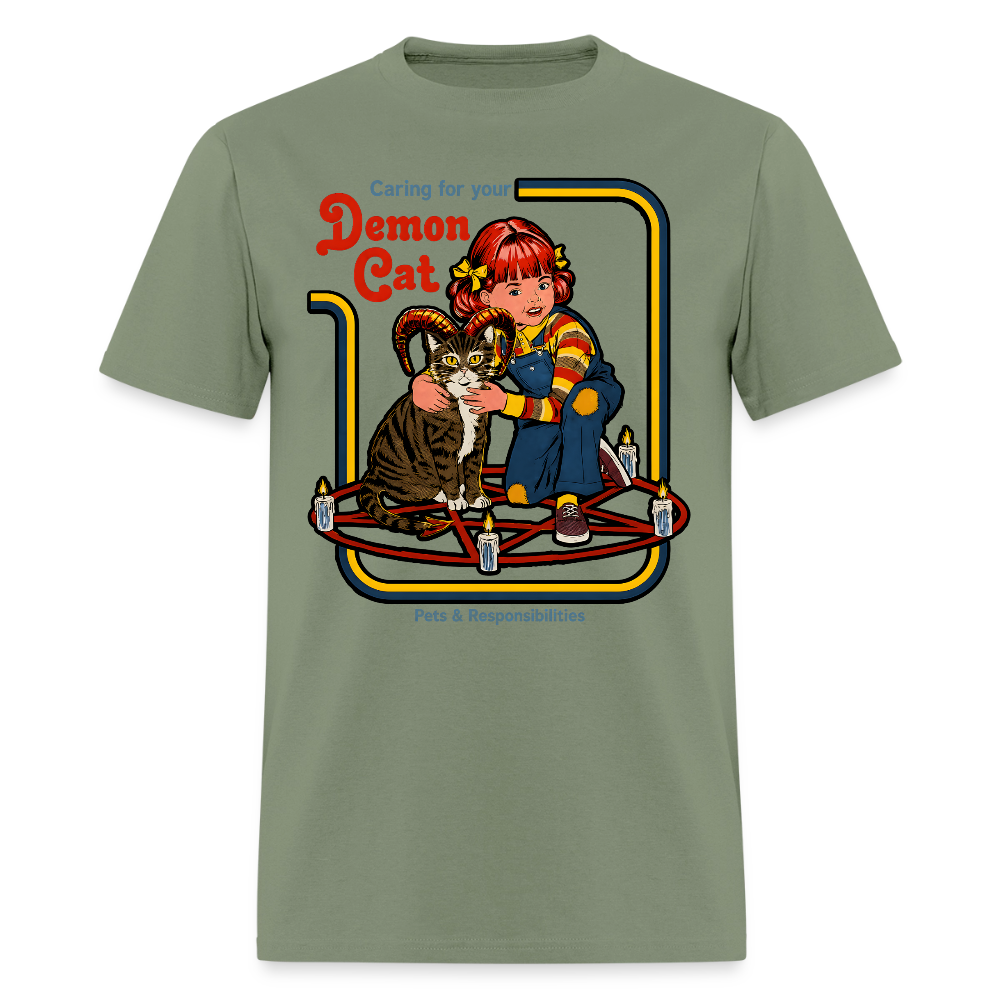 Demon Cat Shirt - military green
